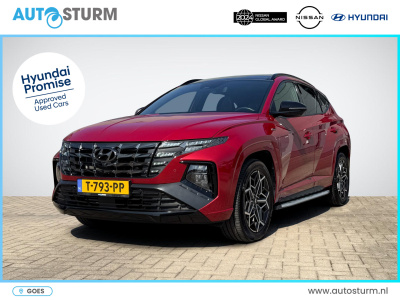 Hyundai Tucson Hybrid 1.6 t-gdi hev n line sky | panoramadak | leder/alcantara | 19'' velgen | navigatie | camera | stoelverwarming | apple carplay/android auto | dodehoek | rijklaarprijs!