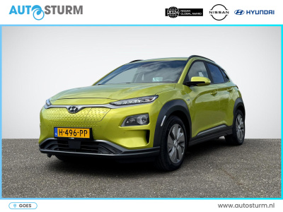 Hyundai Kona ev premium 64 kwh 3-fase lader | navigatie | stoelventilatie + -verwarming | head-up display | leder | adapt. cruise control | rijklaarprijs!