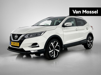 Nissan Qashqai 1.2 tekna | parkeer sensoren | lmv | panorama dak | navigatie | half leder | climate control | stoel verwarming | bluetooth | cruise control