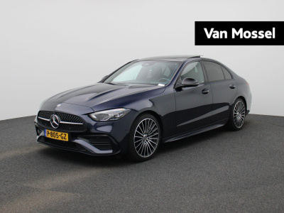Mercedes-Benz C-Klasse 180 amg line | automaat | panoramadak | trekhaak | virtual cockpit | sfeer verlichting | leder | navigatie | climate control | camera | parkeer sensoren | lmv | schuifdak | led |