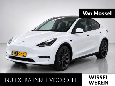 Tesla Model Y performance awd 75 kwh | lage km std. | panorama dak | stoel verwarming | leder | navigatie | climate control | camera | parkeer sensoren | led | elec. achterklep