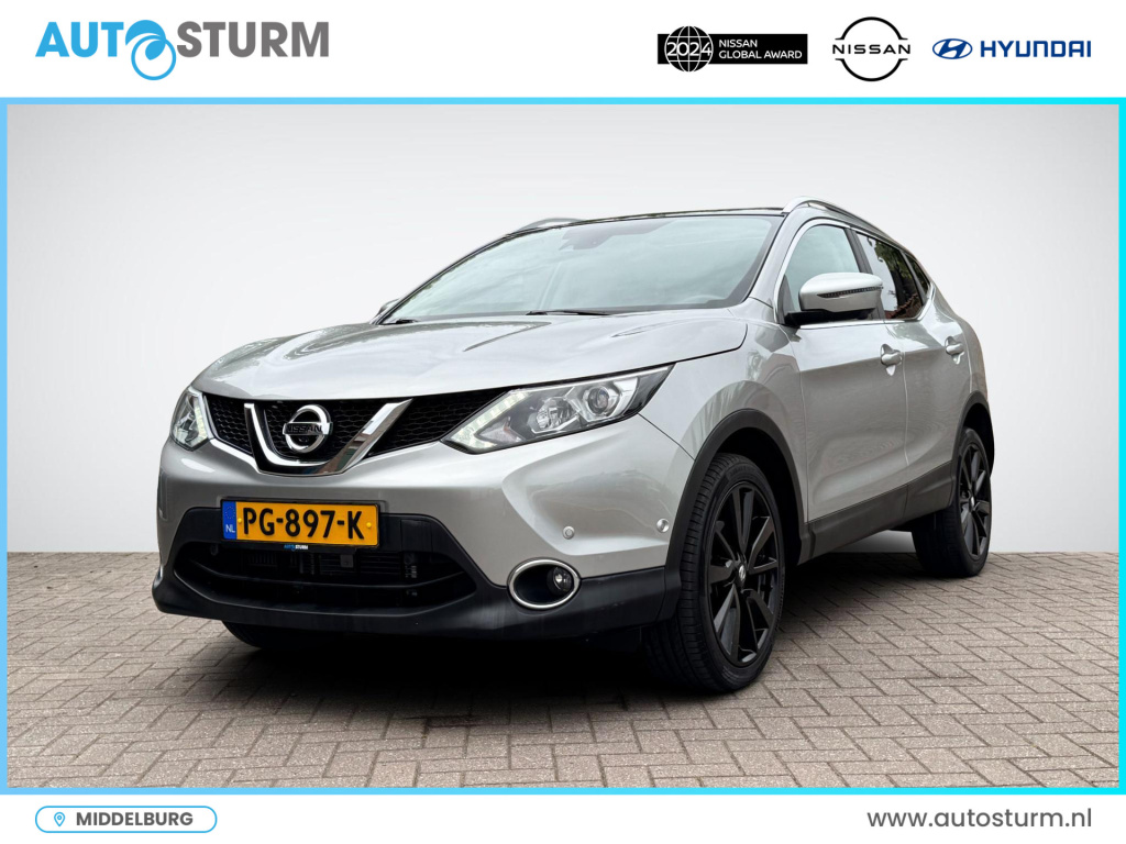 Nissan Qashqai 1.2 tekna automaat + lage km-stand! | panoramadak | navigatie | 360° camera | stoelverwarming | leder | led koplampen | rijklaarprijs!