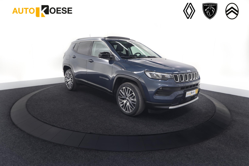 Jeep Compass 4xe 190 plug-in hybrid electric limited | elektrisch panoramadak | camera | adaptieve cruise control | apple carplay | pack winter