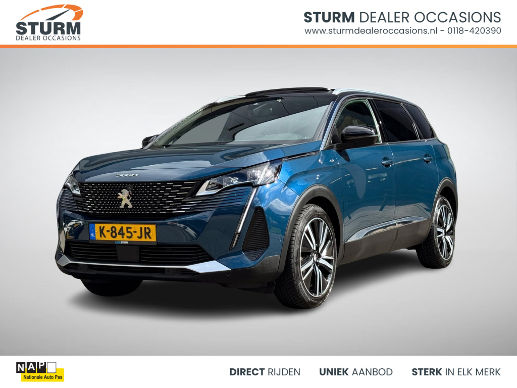 Peugeot 5008 1.2 puretech blue lease gt | trekhaak afneembaar | panoramadak | focal audio | 360° camera | stoelverwarming | adapt. cruise control | rijklaarprijs!