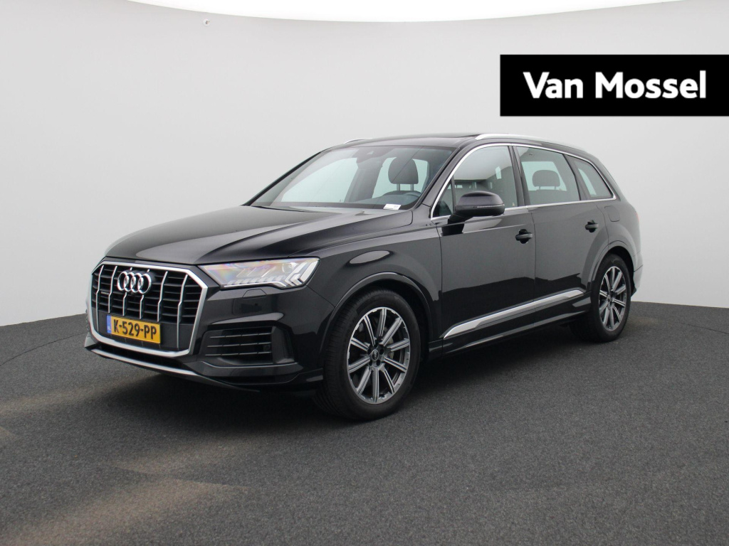 Audi Q7 55 tfsi e quattro pro line plus | nl auto | panoramadak | luchtvering | navigatie | apple carplay / android auto | lederen bekleding | elektrische trekhaak | verwarmde- en geventileerde stoelen | virtual cockpit | elektris...