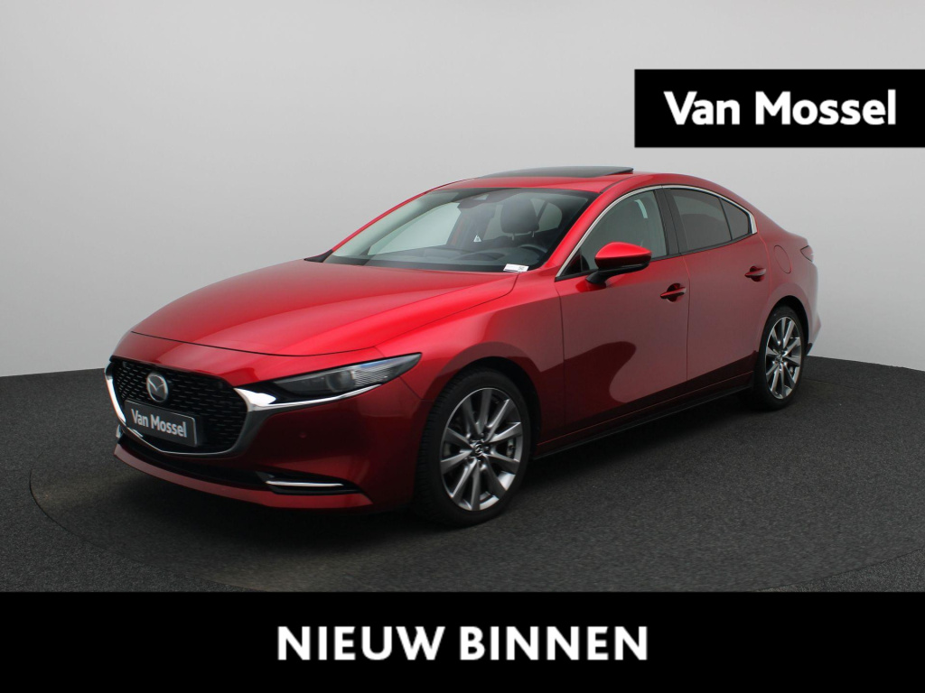 Mazda 3 2.0 e-skyactiv-x luxury | automaat | schuif dak | 360 camera | apple carplay / android auto | lmv | leder | parkeer sensoren | stoel- stuurverwarming | climate control | dab | bose | navigatie | memory seats |