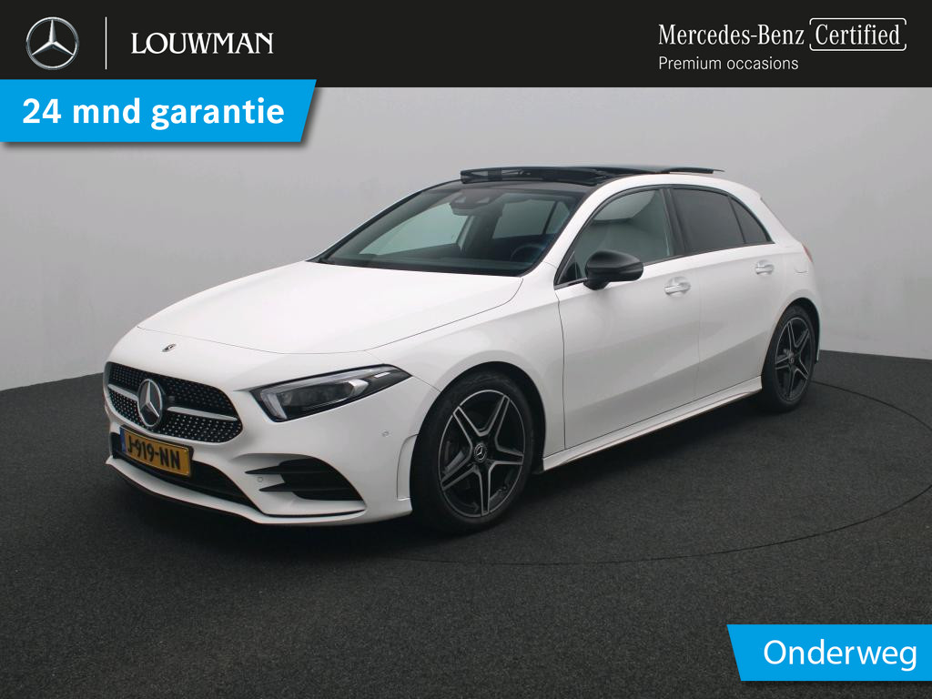 Mercedes-Benz A-Klasse 180 business solution amg amg line | night pakket | panorama schuif-kanteldak |sfeerverlichting | ledkoplampen | memory voorstoelen | achteruitrijcamera. inclusief 24 maanden mercedes-benz certified garantie voor europa.
