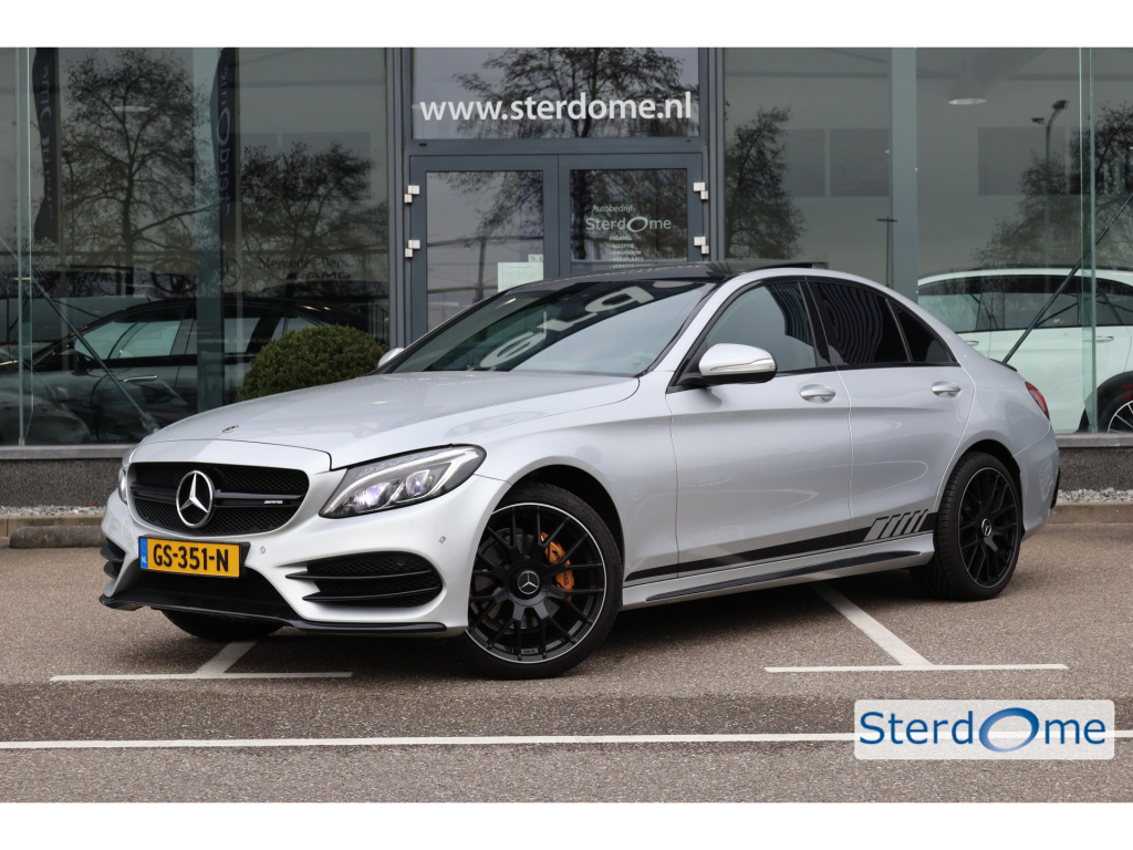 Mercedes-Benz C-Klasse 180 ambition l amg l panoromadak l luchtvering airmatic l camera l leder twin l led l airconditioning l pts l elektrisch bedienbare achterklep l deelbare achterbank l stoelverwarming l